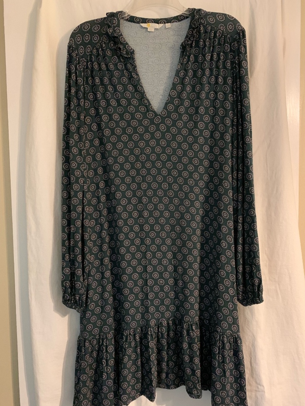 Boden dark green 'Notch Neck Jersey Dress'